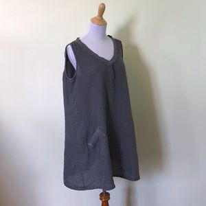FLAX Tunic Top, Dark Gray, Front Pocket, SZ Small